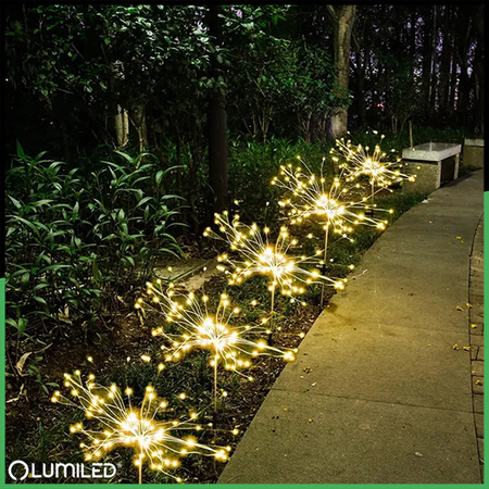 LED LOTUS solárna záhradná lampa poháňaná dekoratívnym dúchadlom ohňostroj 3000K LUMILED