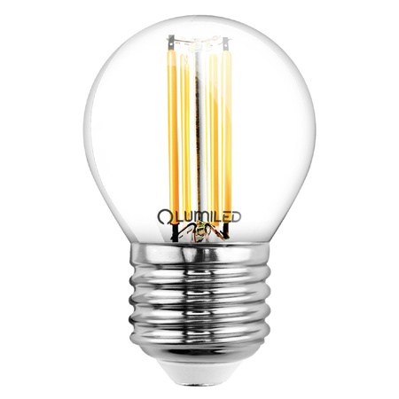 6x LED žiarovka E27 guľka P45 2,2W 470lm = 40W 4000K neutrálna biela 360° vlákno CLASS A LUMILED