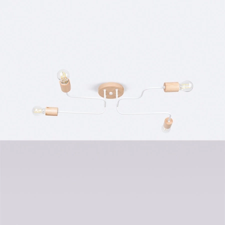 Stropné svietidlo 4x E27 Prírodné drevo Biela Timbo Peach Puff SL.1665 Sollux