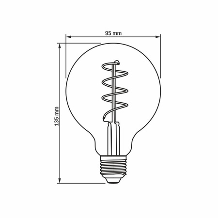 LED žiarovka E27 G95 Sphere 4W 100lm 1800K teplá biela 360° FILAMENT Smoke Dimmable Videx