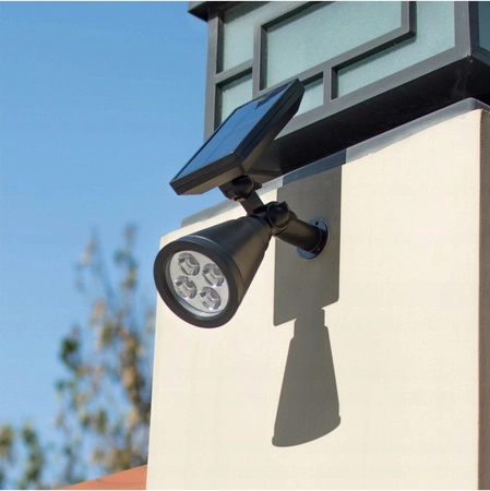 Solárne plug-in záhradné LED vonkajšie reflektory 0,8W 6500K studené so súmrakovým senzorom čierne Masterled