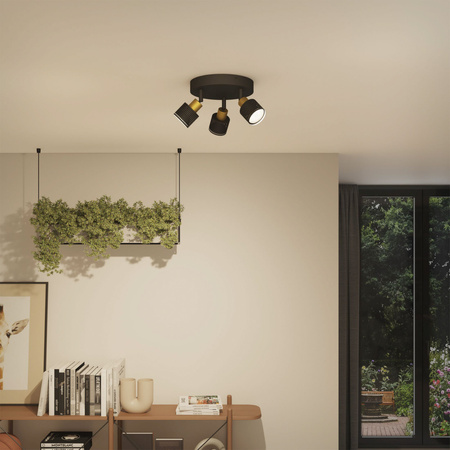 Reflektorové stropné svietidlo 3x GU10 čierno-meď Niall Philips