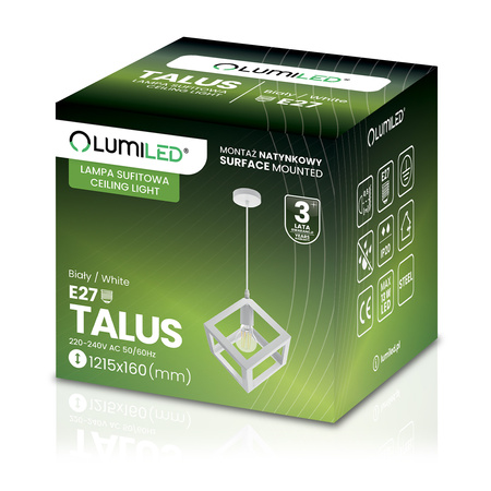 TALUS geometrické štvorcové závesné svietidlo ZWIS pre LED biela 1x E27 LUMILED