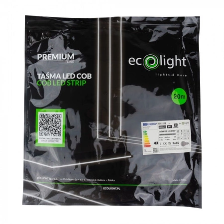 LED pás COB 9W/m 1035lm/m 480LED/m 12V 4000K, neutrálna biela IP67 Roll 20m Ecolight
