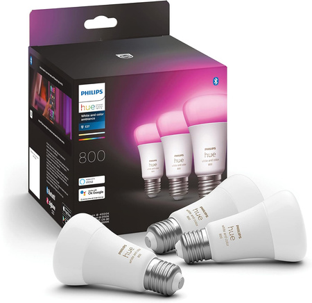 3x LED žiarovka E27 A60 9W = 60W 806lm 2000-6500K CCT + RGB SMART Smart Bluetooth ZigBee White and Color Ambiance Philips HUE