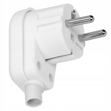 Elektrická uhlová zástrčka UNI-SCHUKO s uzemňovacím pásikom biela ORNO