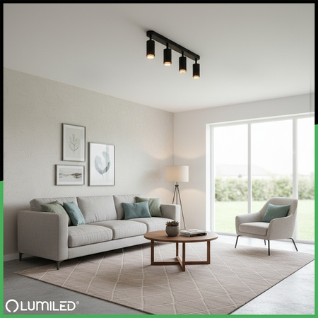 LED bodové stropné svietidlo 4x GU10 Tuba Spot ELIGIS Black LUMILED