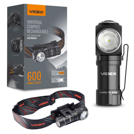 Nabíjateľná LED hlavová baterka 10W 600lm 4 režimy USB-C Vodotesné IP68 Videx