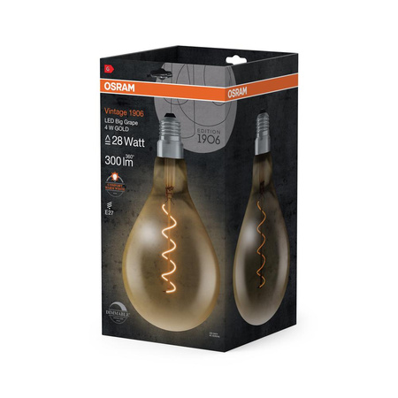 Dekoratívna LED žiarovka A160 E27 4W = 28W 300lm 2000K teplá biela 300° Dimmable Vintage 1906 Osram