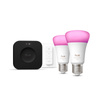 2x LED žiarovka E27 A60 8,1W = 75W 1100lm CCT + RGB SMART Smart Bluetooth ZigBee White and Color Ambiance + Bridge PRO Bridge + diaľkový ovládač Philips HUE