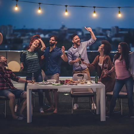 Solárna záhradná girlanda 22x LED dekoratívne žiarovky 15m + PILOT IP65 2700K Warm SOLLIS LUMILED