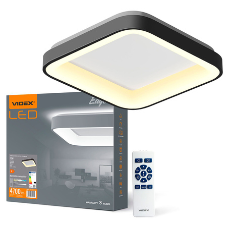 Plafond LED stropné svietidlo 72W 7500lm 2700-6000K CCT čierna Stmievateľné + diaľkové ovládanie EDGE Videx