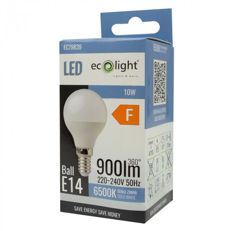 LED žiarovka P45 E14 10W 900lm 6500K studená biela Ecolight