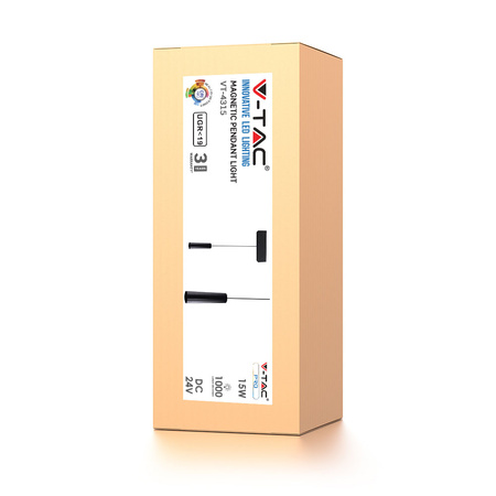 LED reflektor 15W 3000K čierny 24V magnetický systém VT-4315 V-TAC