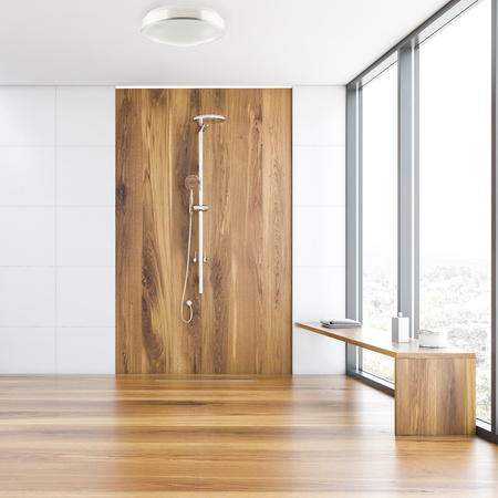 Plafond Stropné svietidlo 2x E27 Kúpeľňa Povrchová montáž 140° IP44 Okrúhla strieborná Solen Masterled