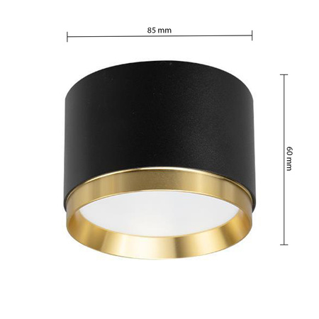 Halogénová trubica s reflektorom na povrchovú montáž Spot GX53 Round Black Gold Lumet Masterled