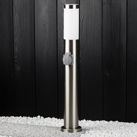 Záhradný stojaci vonkajší LED stĺp E27 strieborný IP44 Manila 65cm Masterled