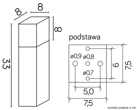 Cube CB-330 AL E27 33cm Su-Ma vonkajšie záhradné stojace svetlo