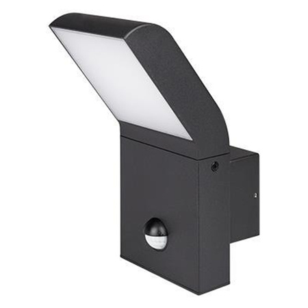 Vonkajšie fasádne nástenné svietidlo LED 12W 550lm 4000K neutrálna biela 120° čierne IP54 so snímačom pohybu Clark Masterled