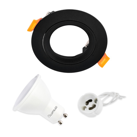 Sada halogénového svietidla VENTUS Black Round + LED žiarovka GU10 1 5W teplá biela 120° Lumiled