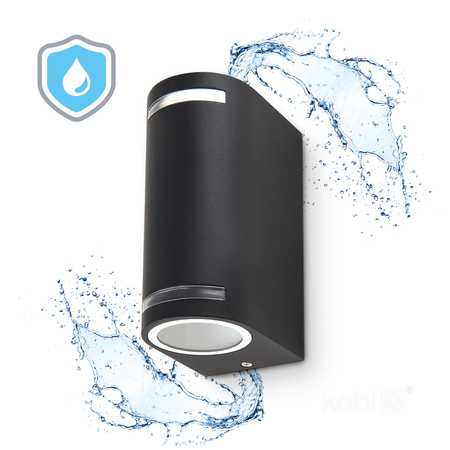 Záhradné vonkajšie nástenné svietidlo 2x GU10 IP44 Black Quazar Kobi