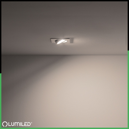 TRIX 3v1 GU10 6W 4000K Silver Glossy LUMILED štvorcové halogénové svietidlo na zapustenie