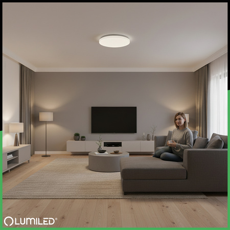 Plafond LED povrchové svetlo SALUS2 48W IP44 CCT White Round 40cm + LUMILED PILOT