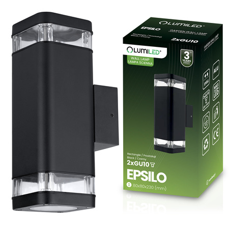 Vonkajšia záhradná lampa fasádna nástenná lampa 2x GU10 LED IP54 Upstairs Downstairs EPSILO LUMILED