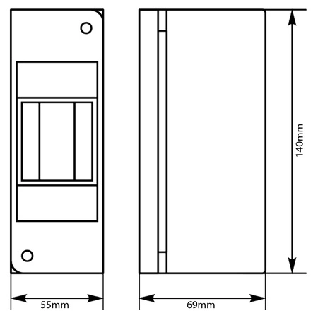 Modulárny rozvádzač 1x2 Skrinka na povrchovú montáž IP30 S-2 C.2016 PAWBOL