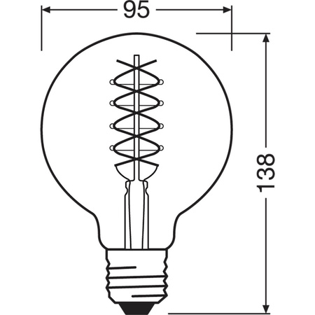 Dekoratívna LED žiarovka G95 Sphere E27 7,8W = 30W 360lm 1800K teplá biela 320° Smoke Filament Dimmable Vintage 1906 Osram