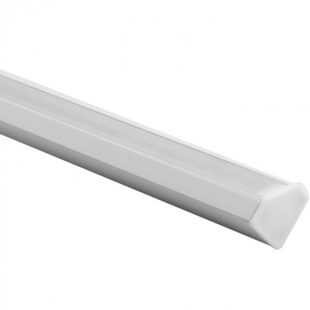 Hliníkový rohový LED profil povrchová montáž biely 2 m s matným difúzorom pre LED pásy + koncové krytky séria Ecolight R