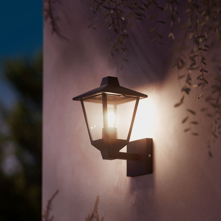 Záhradná nástenná lampa Vonkajšia lampa E27 IP44 čierna Kinno Philips