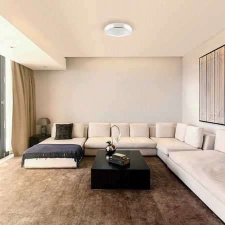 Plafond Stropné svietidlo 2x E27 Kúpeľňa Povrchová montáž 140° IP44 Okrúhla strieborná Solen Masterled