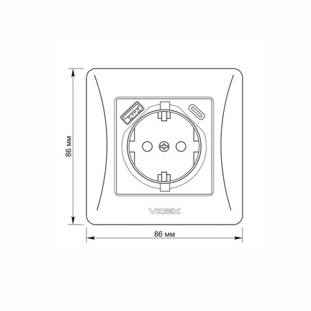 Jediná zásuvka s USB-A+USB-C 16A Zásuvka pod omietku biela BINERA VIDEX