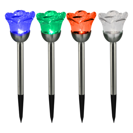 LED záhradné svietidlo Solárna ruža poháňaná studenou bielou + RGB IP44