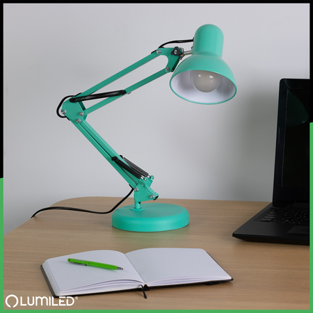 Stolová kresliaca lampa E27 TOBI Mint Lumiled + držiak na dosku