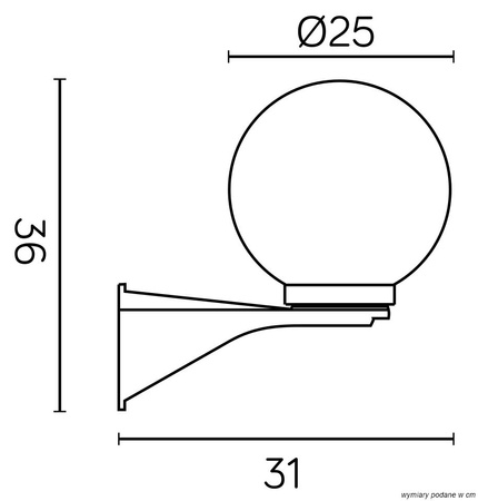 Vonkajšia záhradná fasádna lampa KINKIET LED KULE K 3012/1/KD 250 E27 Su-Ma
