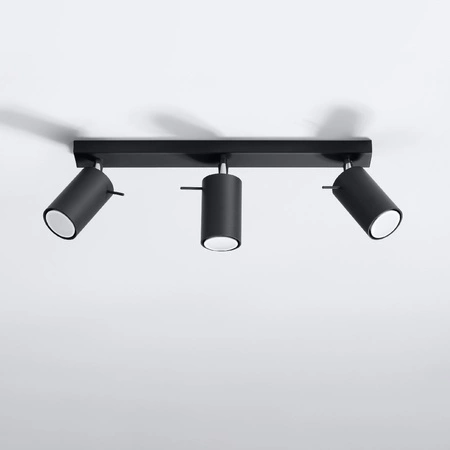 SPOT TUBA Reflektor pre povrchovú montáž stropného svietidla 3x GU10 Tubular Black Moderný prstenec Sollux