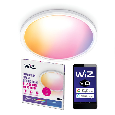 Plafond LED stropné svietidlo 32W 3750lm 2700-6500K RGB + TW 54,5cm White Round Smart SMART WiFi Bluetooth App Superslim WiZ