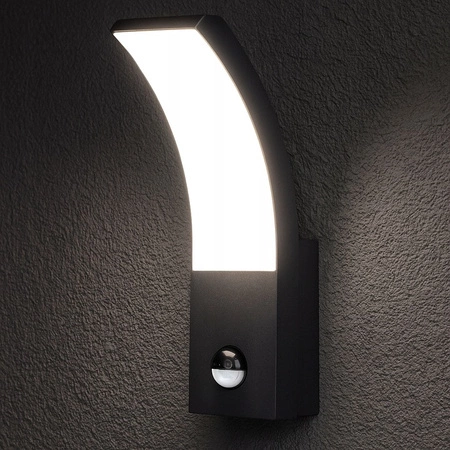 Záhradné nástenné svietidlo LED 9W 800lm 4000K, neutrálna biela 120° čierne IP54 so senzorom pohybu Loreto Masterled