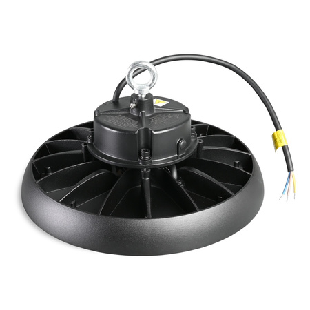 High Bay 150W 25000lm 5000K, neutrálna biela 90° čierne závesné LED priemyselné svietidlo IP65 Videx