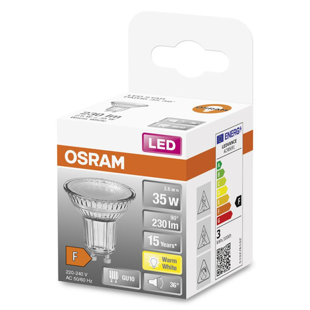 LED žiarovka PAR16 reflektor GU10 2,6W = 35W 230lm 2700K teplá biela 36° STAR Osram