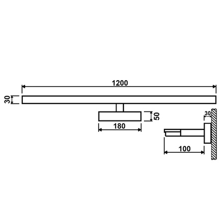 VENUS Kúpeľňové nástenné LED svietidlo nad zrkadlo 24W 1680lm čierno-zlaté 120cm