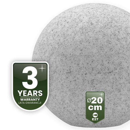 LED LUMIKULA 20cm E27 IP65 LUMILED Vonkajšia kamenná guľová záhradná lampa