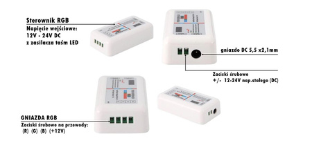 Ovládač pre RGB LED pásky RECEIVER 216W + RF 2,4GHz dotykové diaľkové ovládanie