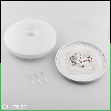 LED plafón Povrchová montáž 12W NOTUS 2 Round Motion Sensor IP44 25 cm LUMILED