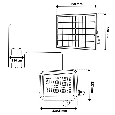 Solárne LED halogénové reflektory 300W Záhradná lampa 4000K IP65 PIR senzor pohybu + diaľkové ovládanie FULGOR LUMILED