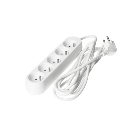 Predlžovací kábel Zástrčka 5x uzemnená zásuvka Napájací pásik 3m biely Linea Kobi