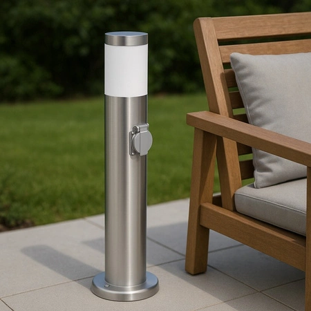 Záhradný stojaci vonkajší LED stĺp E27 strieborný IP44 Manila 65cm Masterled