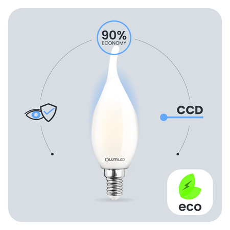 6x LED žiarovka E14 Candle BA35 7W = 60W 806lm 3000K teplá biela 360° LUMILED